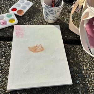 Hand-Painted Cherry Blossom Deer Original Art by Bianca M.